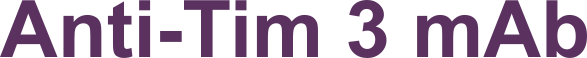 這張圖片展示了一段文字，內容是「Anti-Tim 3 mAb」，字體顏色是深紫色，背景為透明。