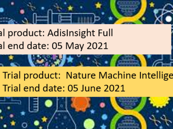 【試用通知】: Adislnsight 藥物資料庫/Nature Machine Intelligence期刊